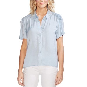 Vince Camuto Womens Drawstring Shoulder Button Down Blouse - 1 of 1