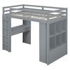 PAGED Simple Wooden Loft Bed Bunk Bed with Desk, Twin Size Bed Frame with Storage Shelves, Drawers, LED Light and Guardrail for Kids, Teens - 4 of 4