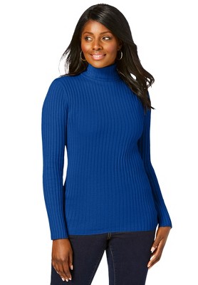 Jessica London Women's Plus Size Ribbed Cotton Turtleneck Sweater