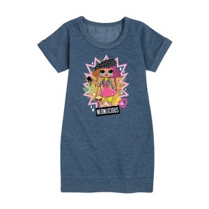 Girls' - LOL Surprise! - Neonlicious Graphic Short Sleeve Fleece Dress - 1 of 4