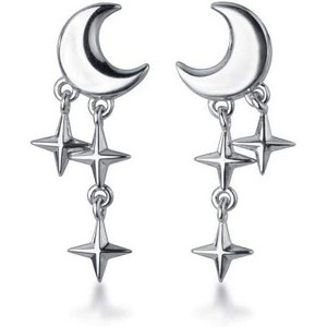 925 Sterling Silver Tiny Moon Star Earrings Studs for Women Teens Small Moon Studs Earrings Star Drop - 1 of 4