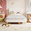 Twin Size Bed Frame for Kids with Scallop Headboard, Cute Velvet Twin Bed for Girls, Boys, Sturdy Platform Bed, Upholstered - 3 of 4