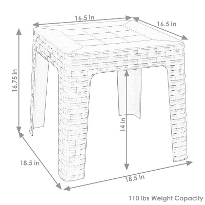 Sunnydaze 18" Brown Polypropylene Patio Side Table