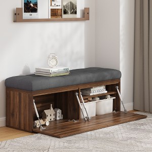 CAVINAS Storage Ottoman Bench with Adjustable Shelves,Storage Ottoman with Double Doors,Sorage Bench for Bedroom,Entryway,Hallway - 1 of 4
