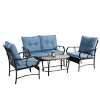 4 Piece Patio Furniture Sets, Wicker Conversation Set For Porch Deck, Patio Conversation Sets With Rattan Sofa Chair With Cushion-Cuddlewood - 2 of 4