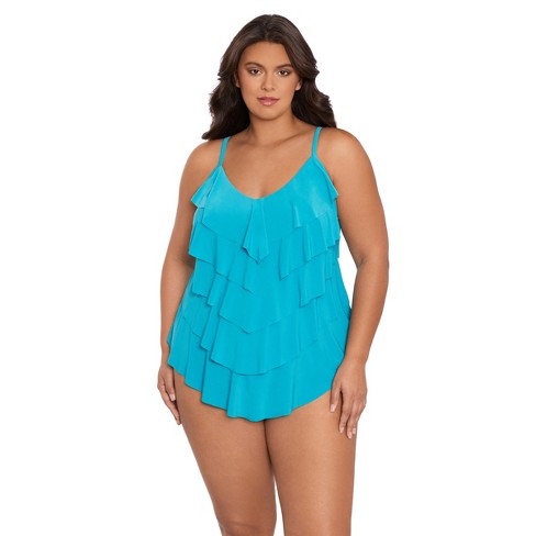 Women's Trimshaper Rachel Tankini Swimsuit Top - 20w - Turquoise : Target