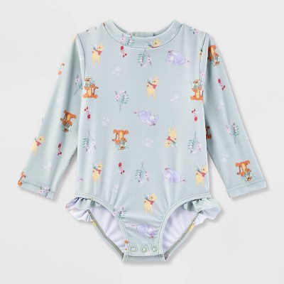 Baby Girls' Winnie The Pooh One Piece Swimsuit - Light Green