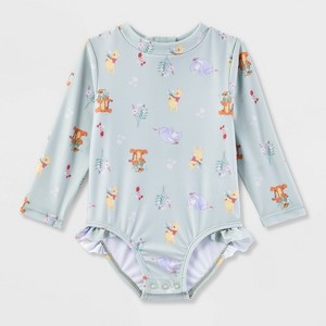 Baby Girls' Winnie The Pooh One Piece Swimsuit - Light Green - 1 of 3