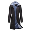 Women's Long Casual Trench Coat, Water-Resistant Hooded Solid Color Top with Striped Lining, Straight-Cut Outerwear - 2 of 4