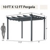 Costway 10x12ft Outdoor Aluminum Retractable Pergola Canopy Shelter Grape Trellis Beige/Gray - 4 of 4
