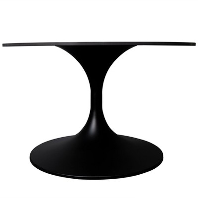 Verve 24" Black Marble Round Coffee Table with Stainless Steel Base
