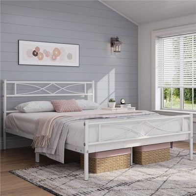Yaheetech Simple Metal Bed Frame with Curved Design Headboard and Footboard