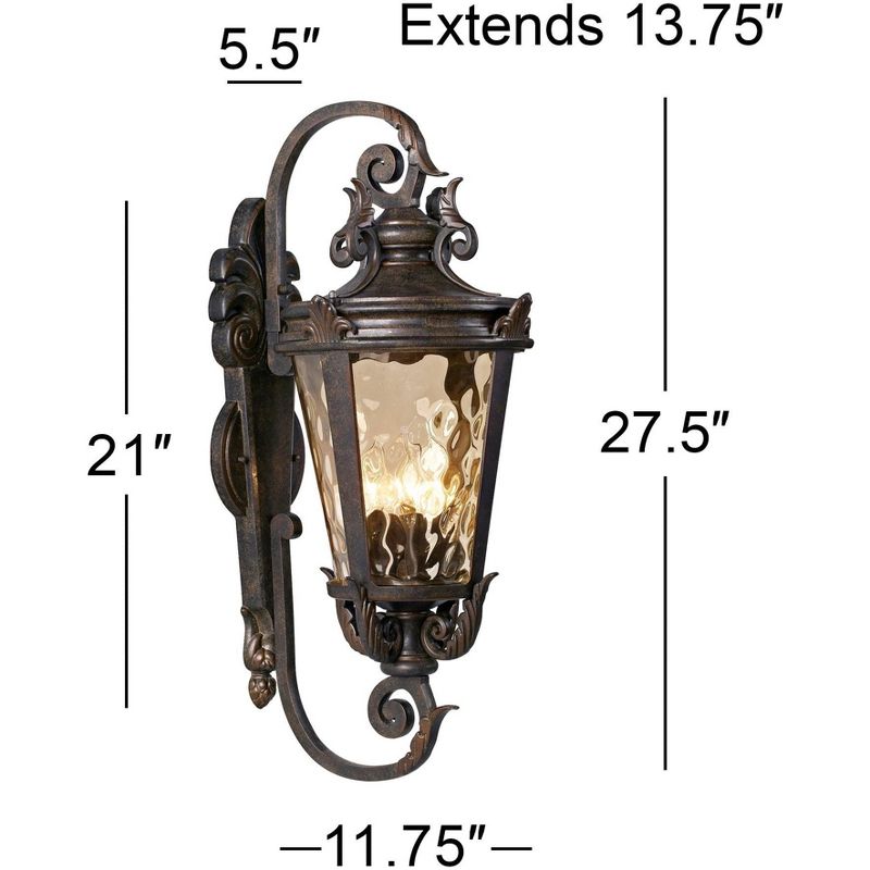 John Timberland Casa Marseille Vintage Rustic Outdoor Wall Light Fixture Bronze Scroll 27 1/2" Hammered Glass for Post Exterior Barn Deck House Porch, 4 of 8