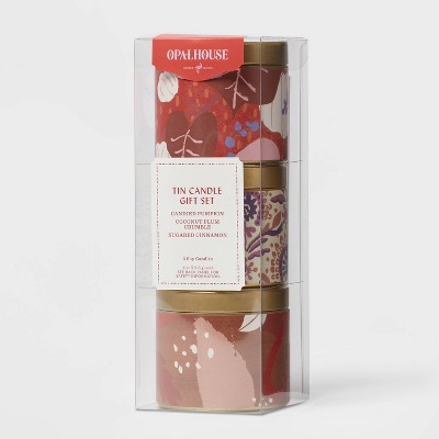 4oz Gift Set Mini Grab Tin with Patterned Wrap Label Seasonal Fall Candle - Opalhouse™