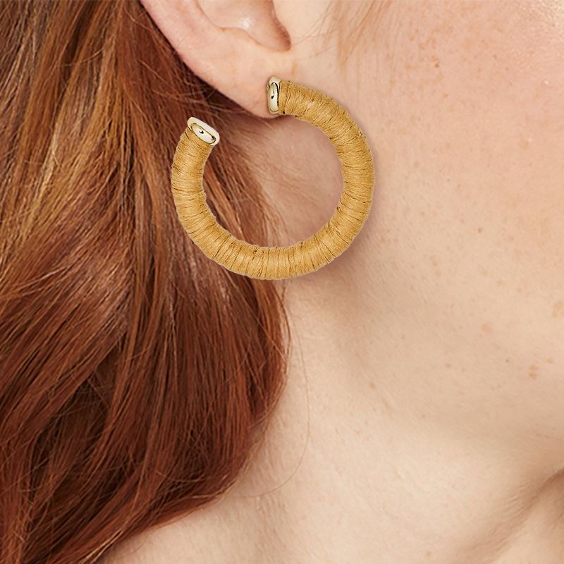 Post Hoop Raffia Cord Earrings - A New Day™, 3 of 9