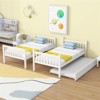 RISOKEYS Twin Over Twin Rubber Wood Bunk Bed with Trundle, Convertible into Twin Size Beds,Bunk Bed with Ladder and Safety Guardrails - 4 of 4