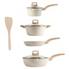 LunaLulinlk 8 Piece Kitchen Cookware Set Pot Set White Nonstick Granite Coated - 2 of 4