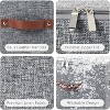 Storage Bins with Zipper Lid Cotton Linen Fabric Lidded Storage Baskets Boxes Foldable Washable with PU Leather Handles (Gray, Small Size) - 2 of 4