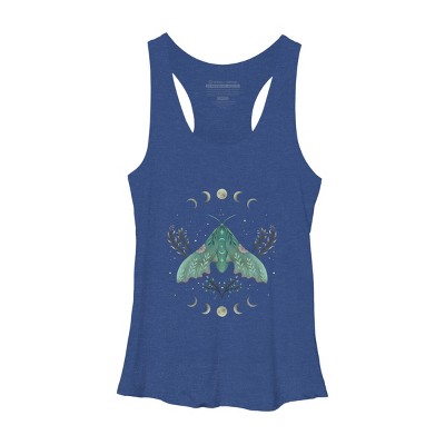 Women's Design By Humans Luna and Moth By EpisodicDrawing Racerback Tank Top