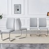 SEVOBAL Dining Chairs Set of 4 High Resilience Luxury PU Material Simple Arch Chair with Arched Metal Silver Leg, Gray, 17.3"*21.6"*39" - 2 of 4