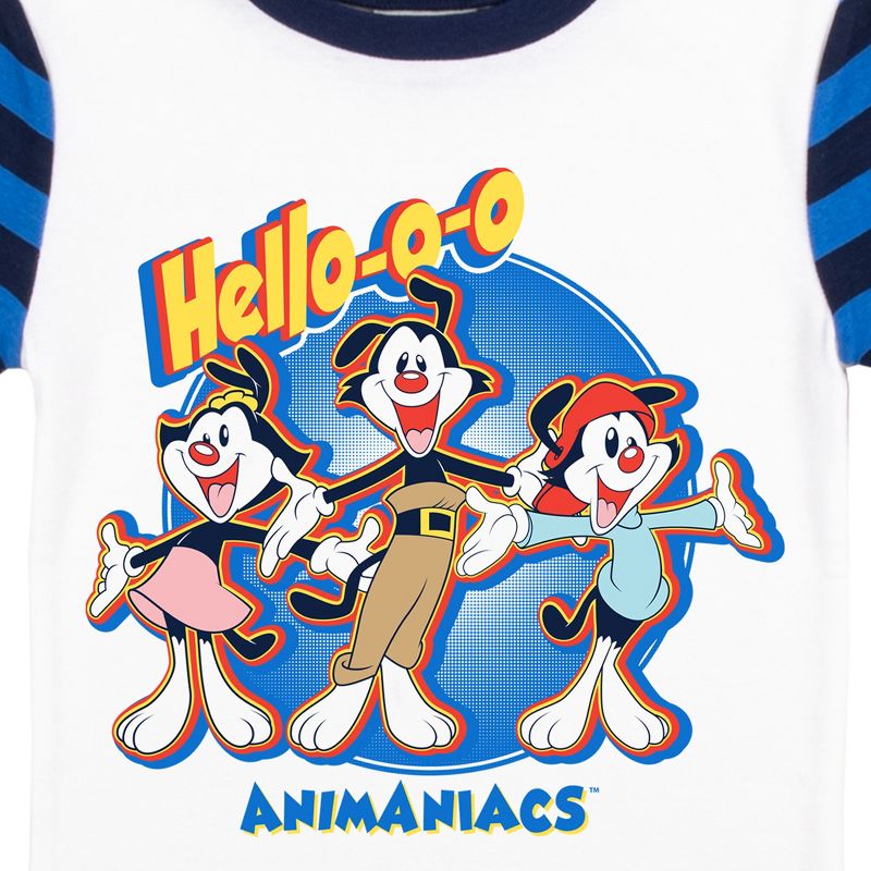 Animaniacs Character Group with Blue Stripes Youth Short Sleeve Pajama Set, 3 of 5