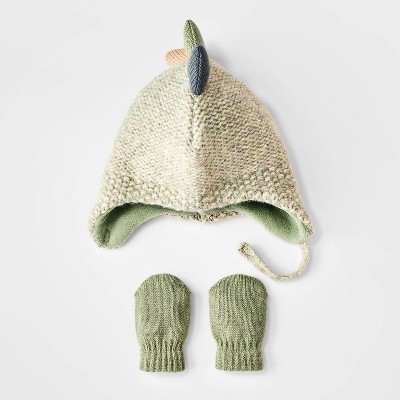 Image of Baby Boys' Dinosaur Hat and Glove Set - Cat & Jack™ Green 6-12M