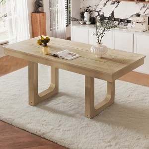 60"-78" Extendable Dining Table with Removable Leaf, Farmhouse Wooden Dinner Table Kitchen Table Office Desk, Natural/Brown-ModernLuxe - 1 of 4