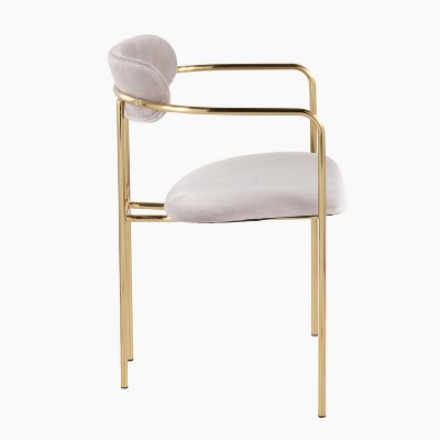 Pearl Silver Velvet Upholstered High Slat Metal Armchair