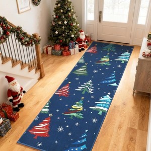 Christmas Tree Area Rug, Non-Slip Washable Low Pile Carpet for Living Room, Dining Room and Bedroom Holiday Decor - 1 of 4