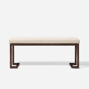 TiramisuBest Velvet Tufted Bedroom Bench, Upholstered Long Window Bench with Bolster, Entryway Bench for Living Room, Violet - 1 of 4
