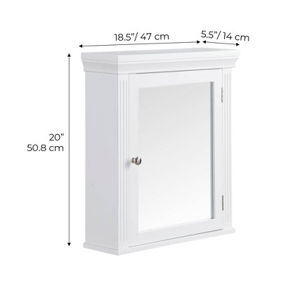 Crown Molded Top White Engineered Wood Medicine Cabinet