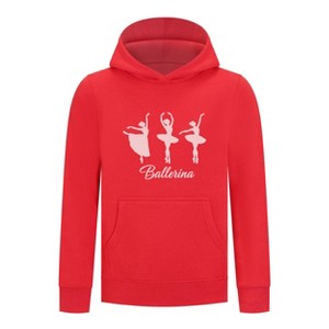 Everyday Kids Ballerina Girls Pullover Hoodie – Pink Dancer Silhouette Ballet Sweatshirt - 1 of 4