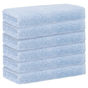 Unique Bargains Hotel Spa Bathroom Highly Absorbent Quick Drying Solid Cotton Washcloths 6 Packs - 1 of 4