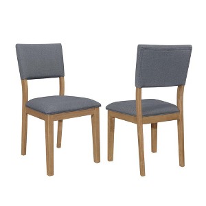 Simple Relax Set of 2 Fabric Upholstered Dining Side Chairs in Blue and Brown - 1 of 4
