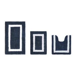 Hotel Bath Rug 100% Premium Cotton Tufted Weave Two Tone Reversible 3 Piece Bathroom Rug Set, Super Soft & Water Absorbent, Machine Washable Bathmat - 1 of 4