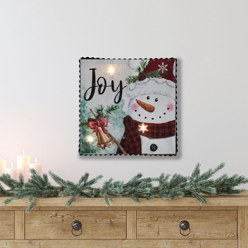 Northlight 12" LED Lighted 'Joy' Snowman Christmas Canvas Wall Art, 2 of 5