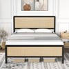 Queen Platform Bed Frame, Metal Bed Frame with Rattan Headboard and Footboard, Noise Free Queen Size Bed Frame, No Box Spring Needed - 2 of 4