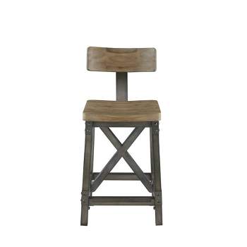 24.5" Lancaster Counter Height Barstool with Back Oak/Silver - Ink+Ivy