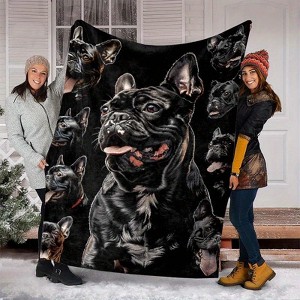 Cozy French Bulldog Pattern Flannel Car Blanket, All Season Pet Nap Throw for Vehicle Interior Accessories, Christmas Gift. - 1 of 4