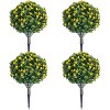 Set of 2 Artificial Topiary Ball Trees with Metal Stakes, 35.4" UV-Resistant PE Fake Plants with Camellia Flowers for Indoor/Outdoor - 2 of 4