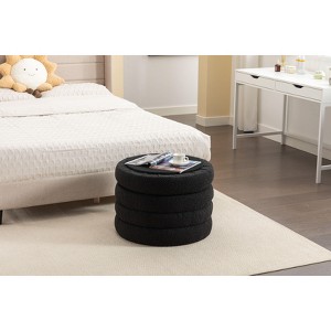 Kumasinova 16.1" On-Trend Layered Soft Velvet/Boucle Storage Ottoman for Living Room,Upholstered Footstool,FoamFillied Ottoman Stool,250lbs Max - 1 of 4