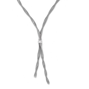 Black Bow Jewelry 3mm Textured and Twisted Lariat Necklace in Sterling Silver, 17-20 in - 1 of 4