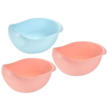 Unique Bargains Plastic Colander Kitchen Drain Basket with Handles Rice Bowl Strainer Basket 3pcs