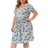 Agnes Orinda Women's Plus Size Floral Inverted Box Pleat Boho T-Shirt Dresses - 2 of 4