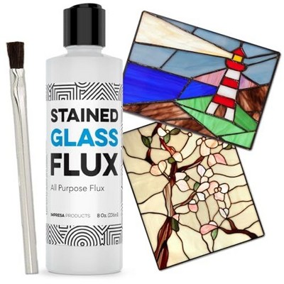 Bright Creations 8oz Liquid Zinc Flux for Stained Glass, Soldering Work, Glass Repair and more - Easy Clean Up - Made in USA