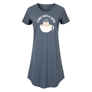 Women's - Instant Message - I Like Cats A Latte Graphic T-shirt Dress - 1 of 4