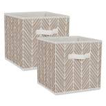 Set of 2 11" x 11" x 11" Nonwoven Polyester Herringbone Square Storage Cube Stone - Design Imports