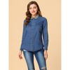 Allegra K Women's Leopard Print Long Sleeve Denim Jacket - 3 of 4