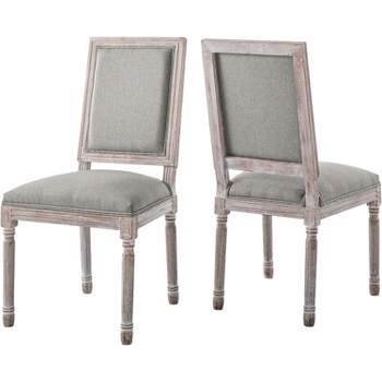 Modway Court Dining Side Chair Upholstered Fabric Set of 2 - Light Gray