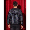 Lars Amadeus Men's Long Sleeves Shiny Metallic Sequins Argyle Printed Hooded Jacket - 3 of 4